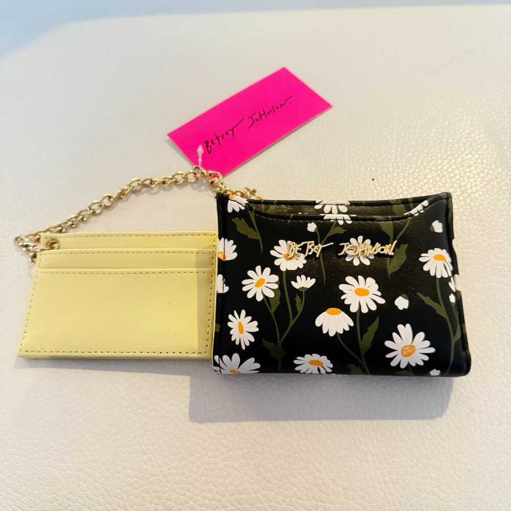 NWT Betsey Johnson Daisy Print Bifold Wallet With Pullout credit card case black - Picture 2 of 5